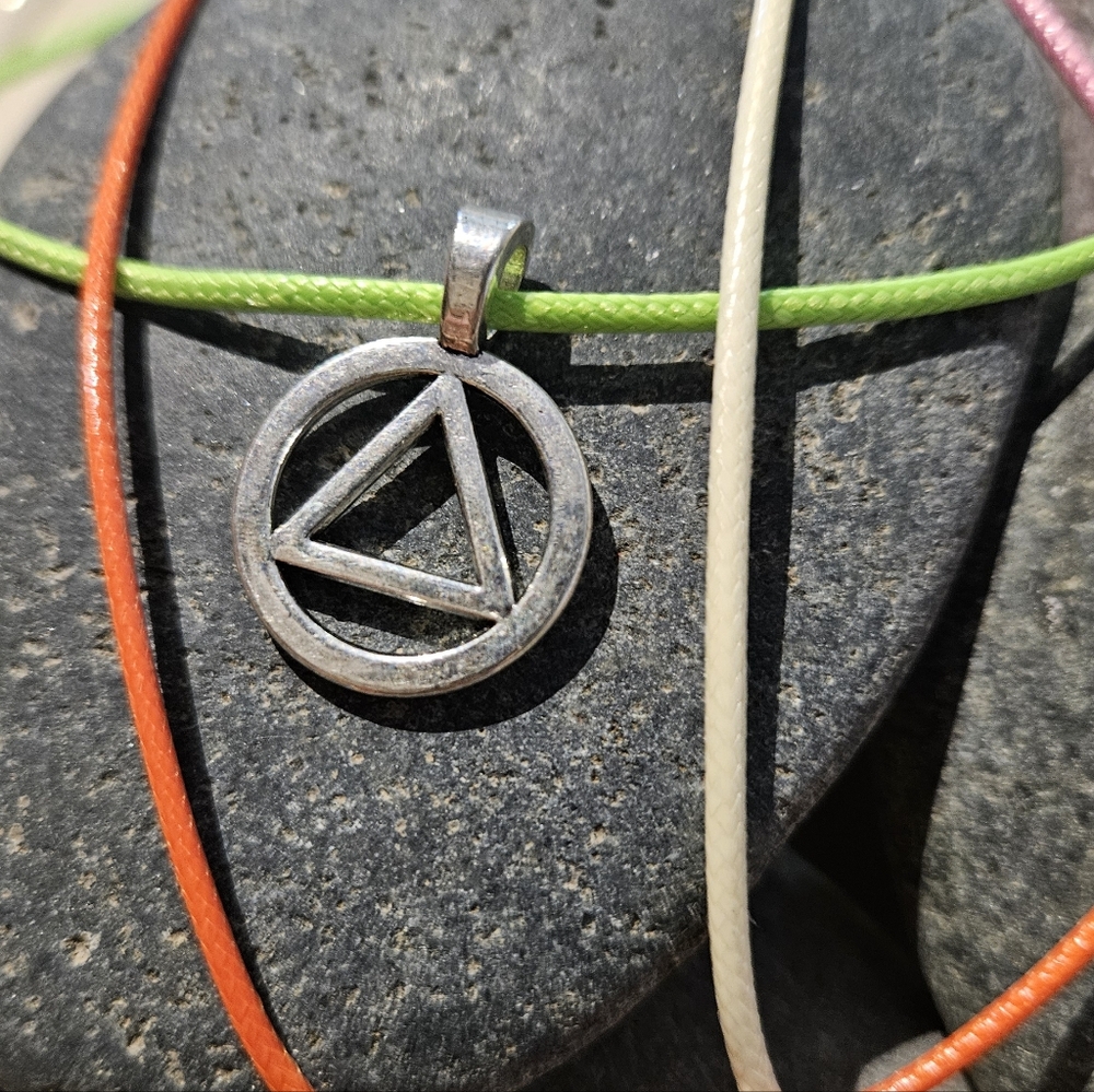 Antique Silver Alcoholics Anonymous Recovery Symbol Necklaces - 10 for $25